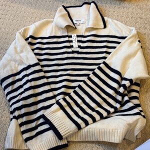 Madewell Cream and Black Striped Sweater